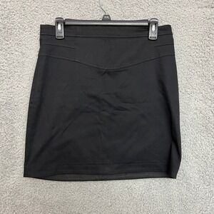 Zara Basic Skirt Womens M Mini Cotton Blend Black Fitted Casual Business